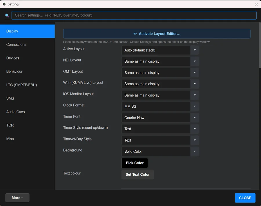 Settings on Windows.